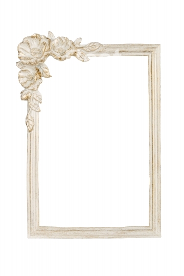 White picture frame with rose decor