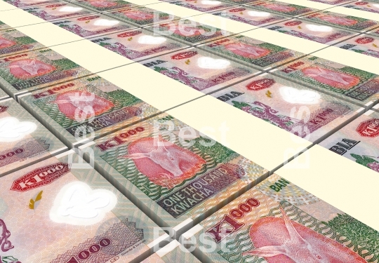 Zambian kwacha bills stacks background