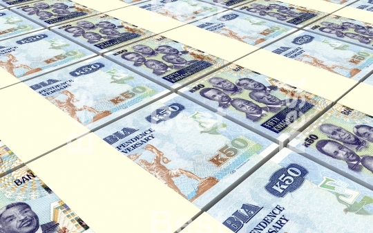 Zambian kwacha bills stacks background