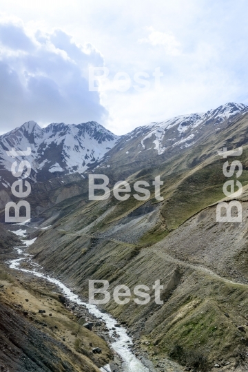 View of the mountains of the Greater Caucasus, Georgia